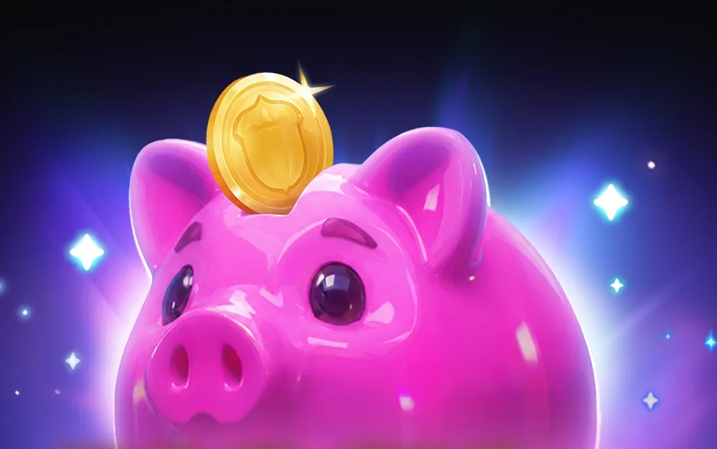 Piggy Bank Hold and Win van BGaming: roze spaarvarken met gouden munt